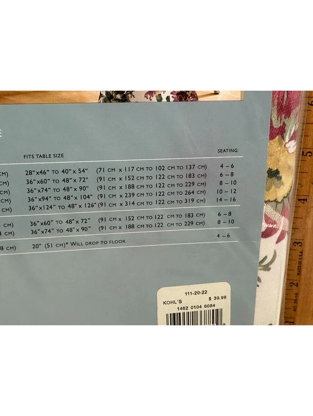 Villager Liz Claiborne Laura Tablecloth Floral Flowers Rectangle 60 X 84